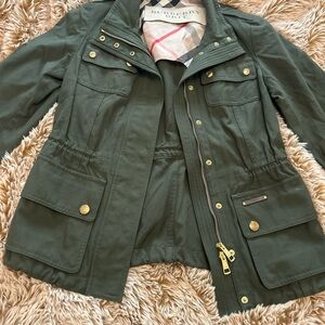 Burberry Olive Green Utility Jacket with Gold Hardware